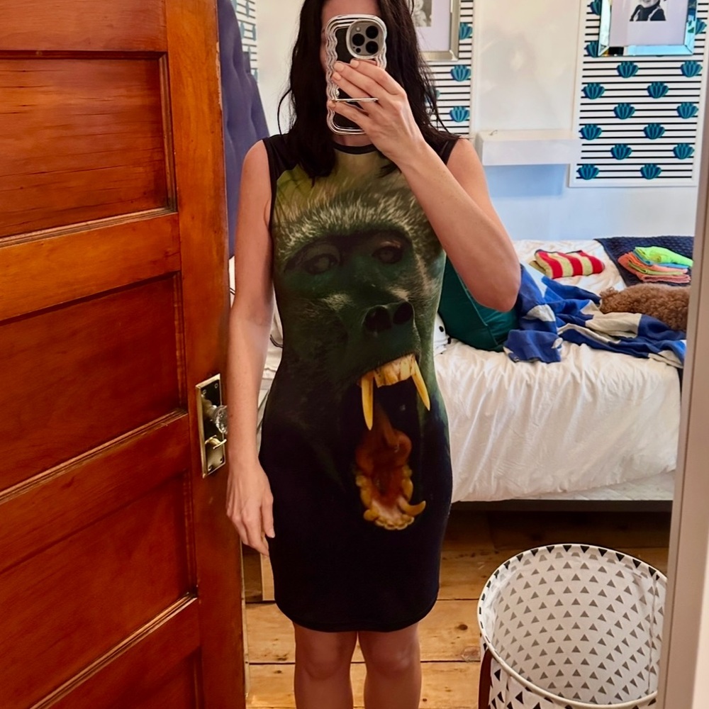 Christopher Kane Sleeveless Monkey Print Dress